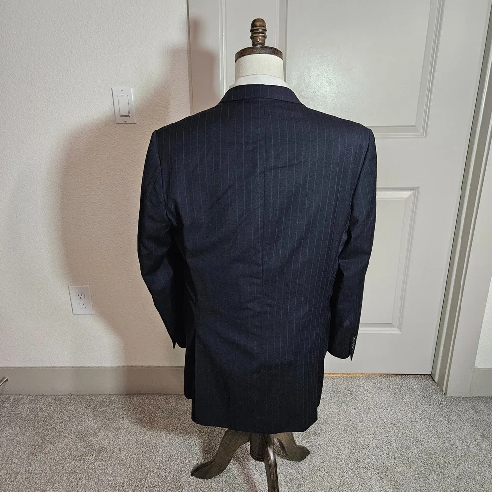 Burberry 42L‎ Wool Suit Blazer Jacket Men Navy Striped